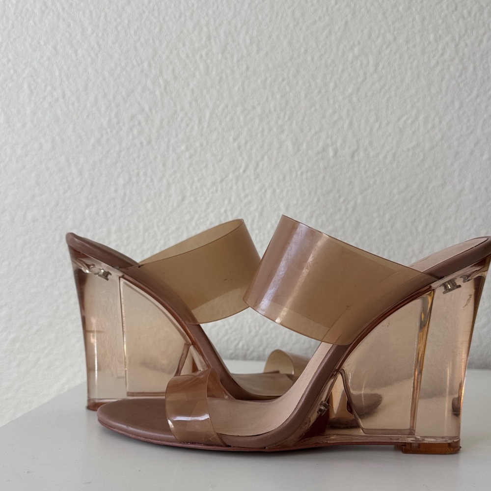 Aldo Clear Tan Wedge Sandals